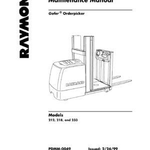 Raymond Gofer 212 218 233 Orderpicker Maintenance Manual PDMM-0049D