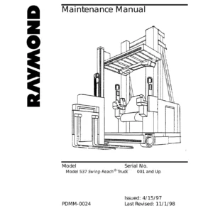 Raymond Model 537 Swing-Reach Truck Maintenance Manual PDMM-0024 - PDF