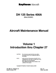 Raytheon DH 125 Series 400A Aircraft Maintenance Manual - Rev 112 (2003) - PDF