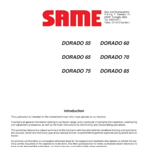 SAME Dorado 55-85 Tractor Workshop Manual 2002 - 55 60 65 70 75 85 Repair Guide PDF