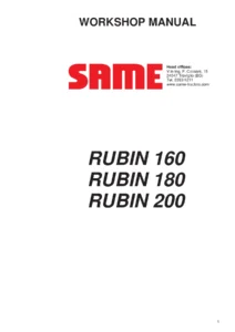 SAME Rubin 160 180 200 Tractor Workshop Manual - Repair & Service PDF