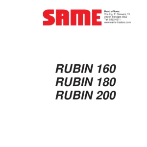 SAME Rubin 160 180 200 Tractor Workshop Manual - Repair & Service PDF