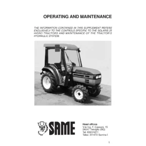 SAME Solaris 25 35 45 Wind Tractor Use and Maintenance Manual - PDF