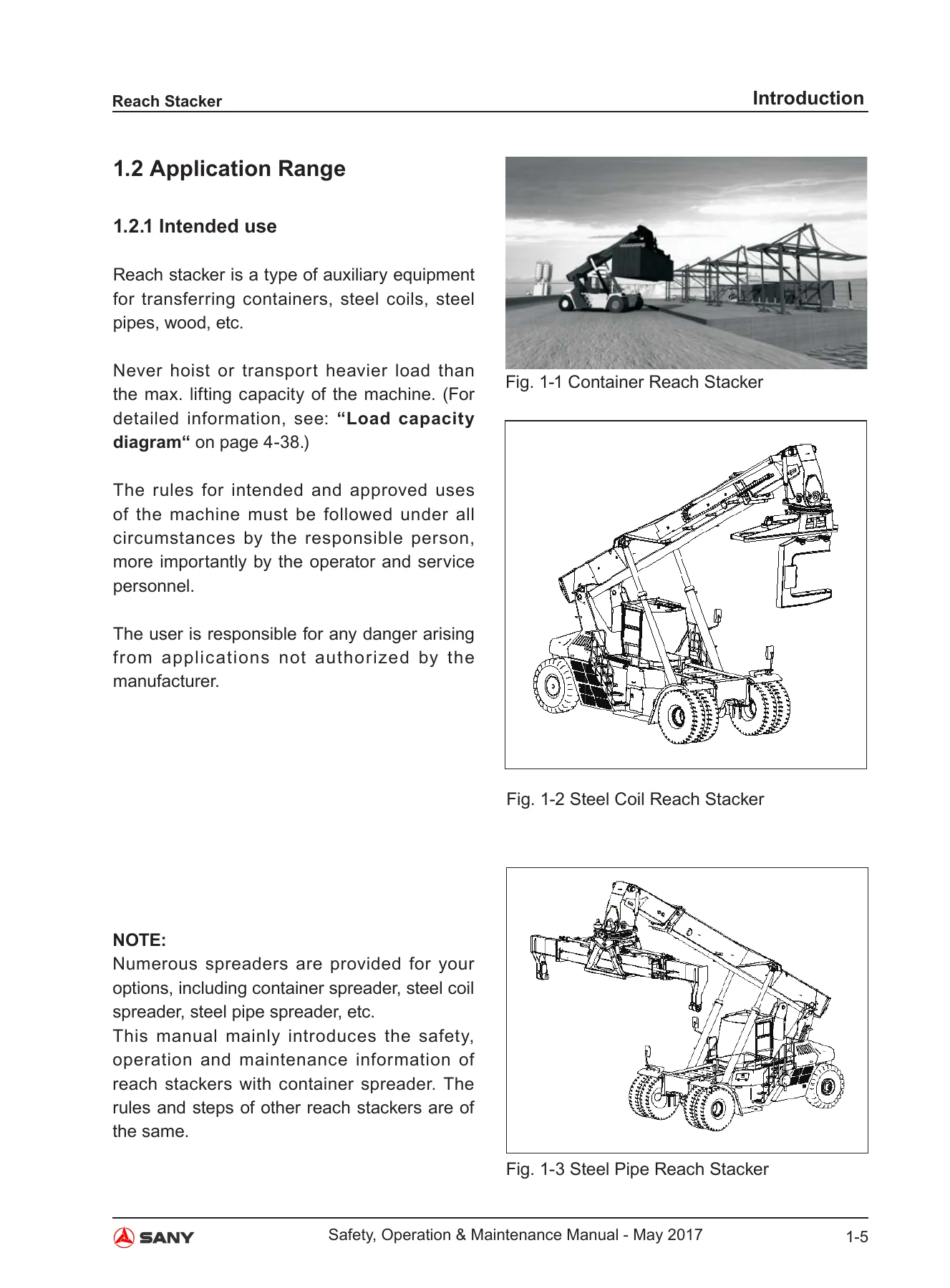 SANY Reach Stacker Safety Operation & Maintenance Manual - SRSC45, SRSC1009, SRSC0808, SRSC3615 Series PDF - Image 2