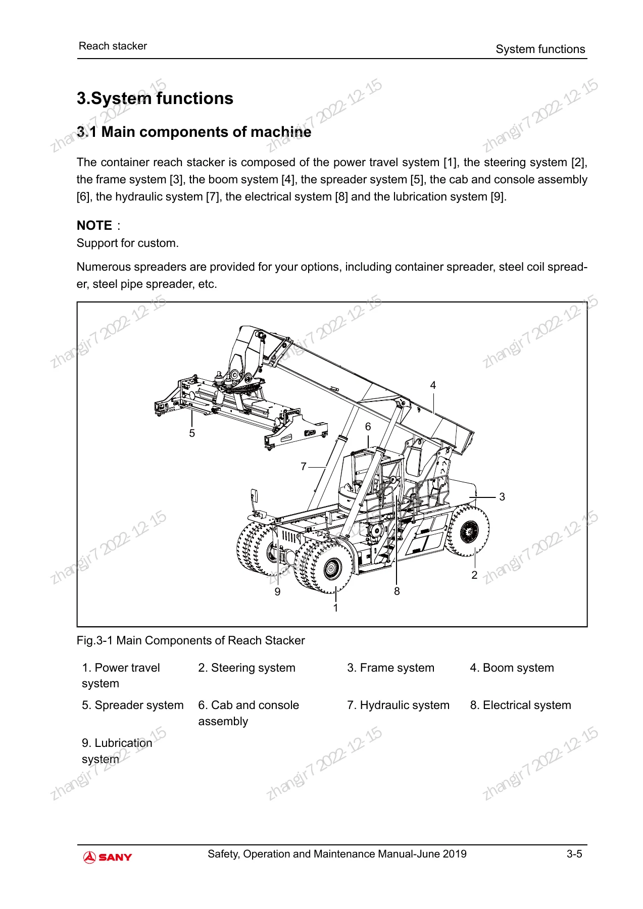 SANY SRSC45V & SRSC45V1A Reach Stacker Safety, Operation and Maintenance Manual - Image 2