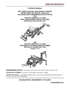 SEE Excavator & HMMH Material Handler Repair Parts Manual TM 5-2420-224-24P-1 Volume 1 (2001)
