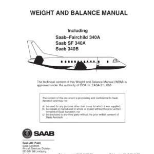 Saab 340 Weight and Balance Manual - 340A, SF 340A, 340B Loading and CG Limits PDF