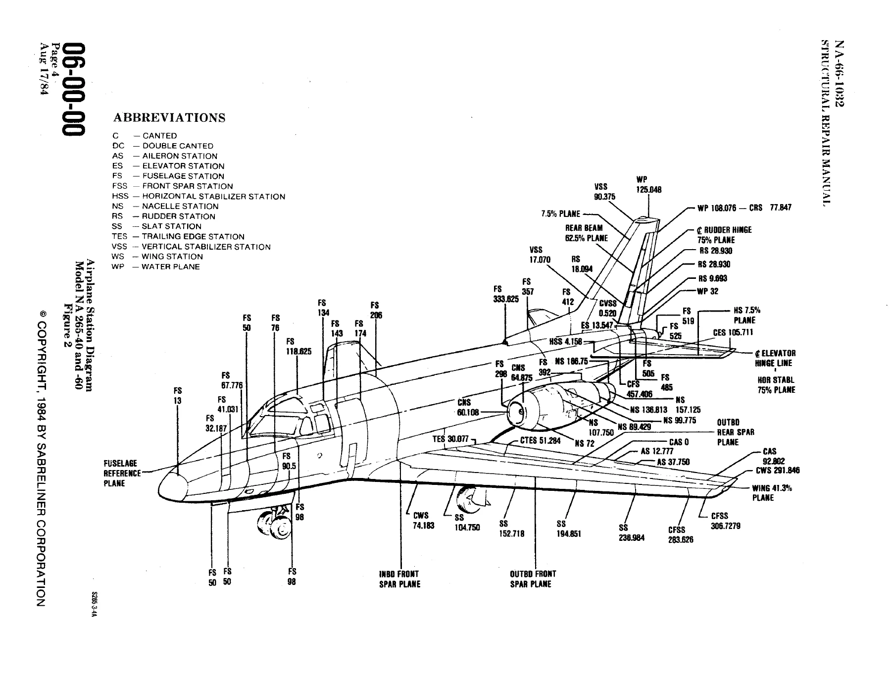 Sabreliner NA-265 Series Structural Repair Manual NA-66-1032 Rev 10 - Image 3