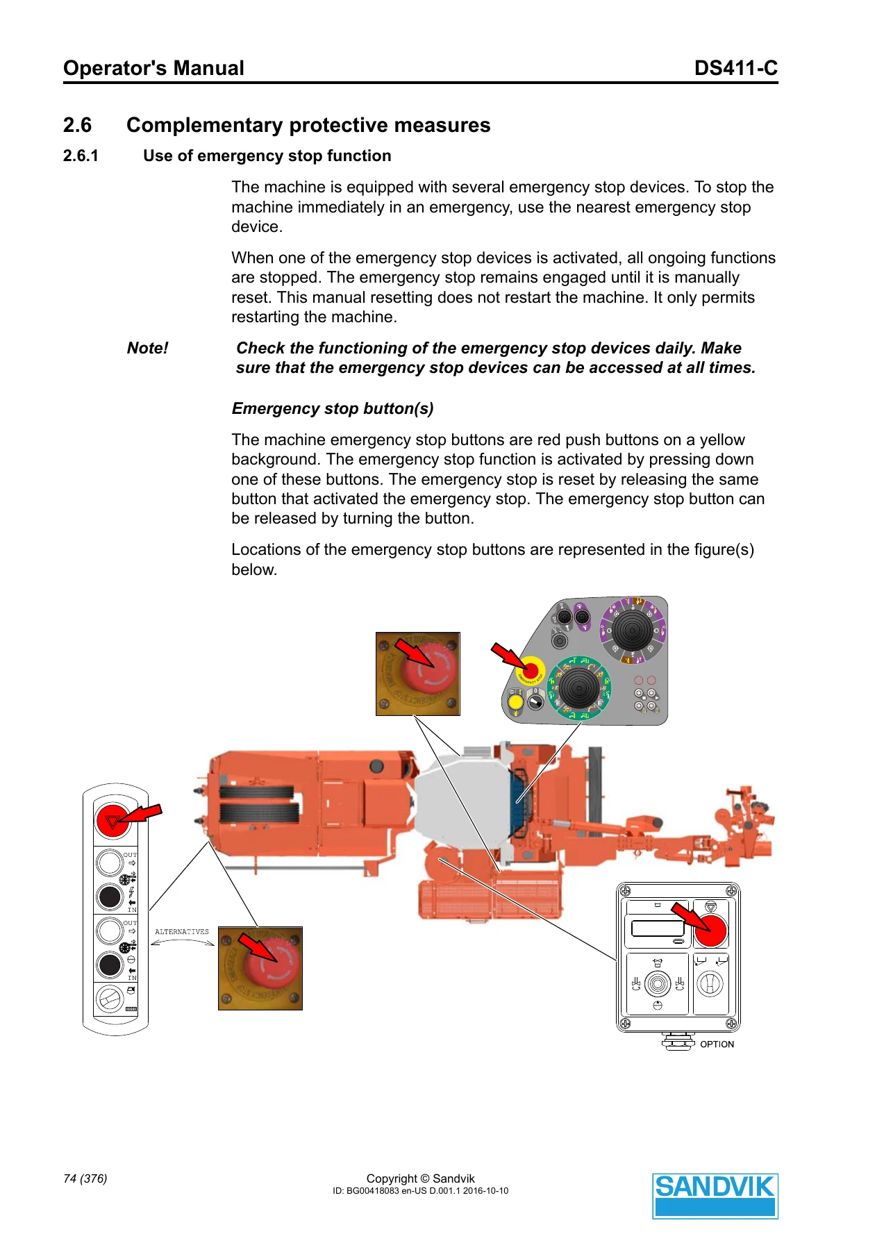 Sandvik DS411-C Operator's Manual - Rock Reinforcement Drill Rig PDF - BG00418083 - Image 3
