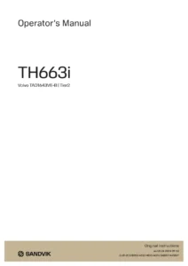 Sandvik TH663i Toro Underground Dump Truck Operator's Manual 2024 - PDF