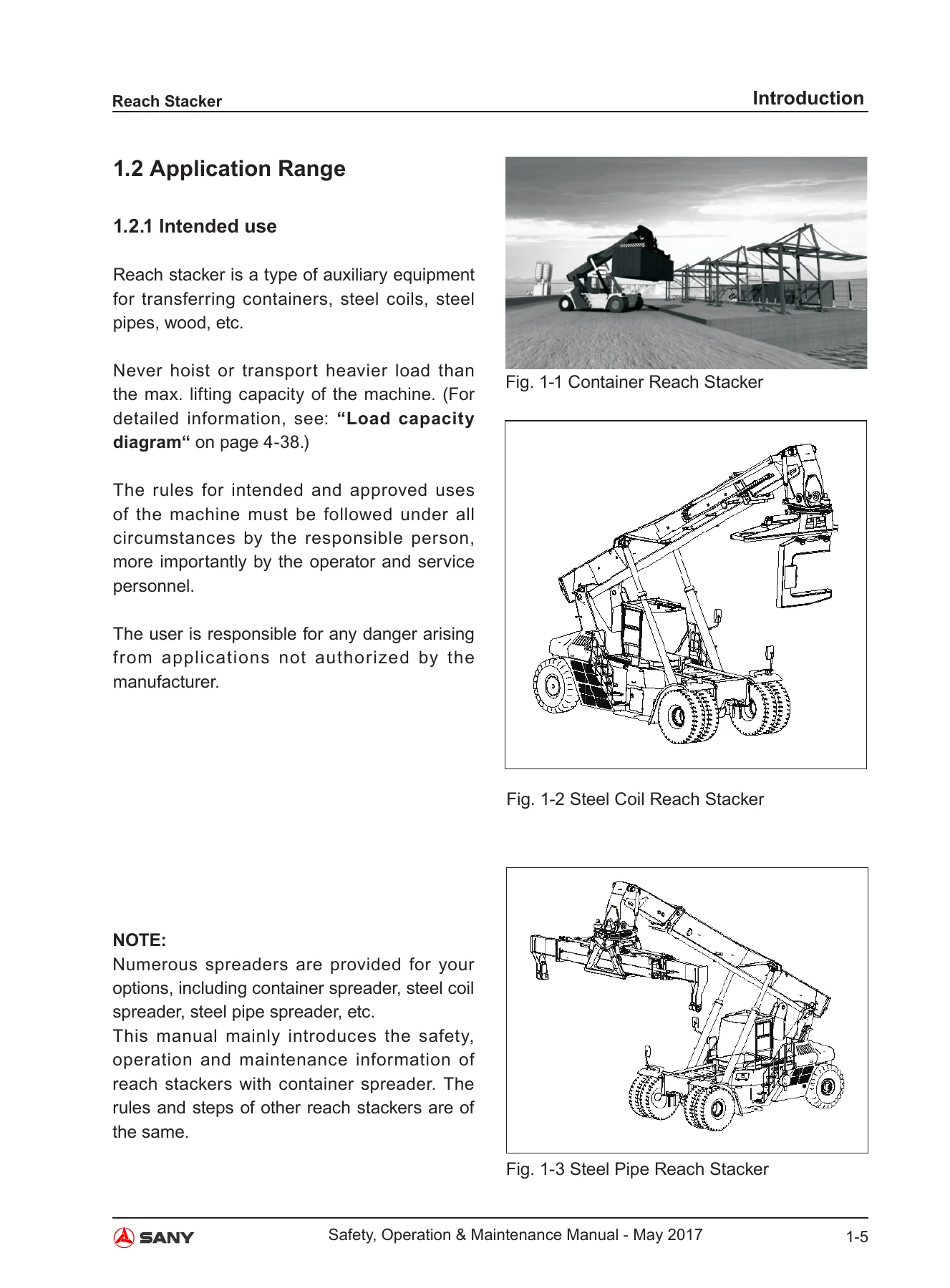 Sany SRSC Reach Stacker Series Safety, Operation & Maintenance Manual 2017 - BO3T01ENAQ4 PDF - Image 2