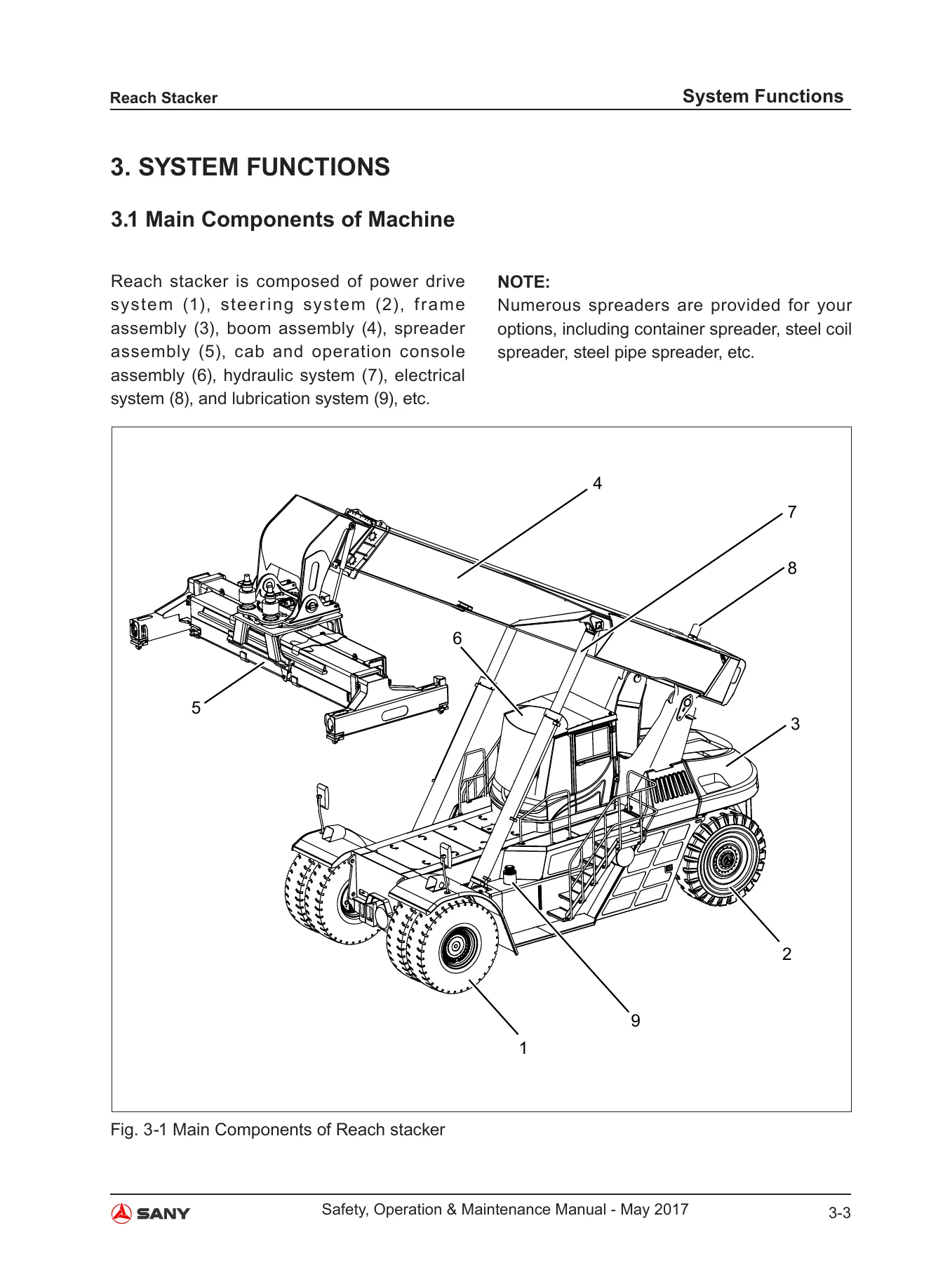 Sany SRSC Reach Stacker Series Safety, Operation & Maintenance Manual 2017 - BO3T01ENAQ4 PDF - Image 3