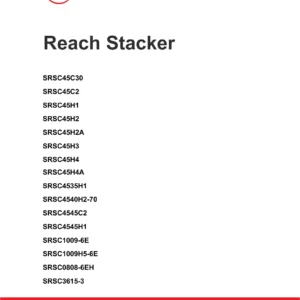 Sany SRSC Reach Stacker Series Safety, Operation & Maintenance Manual 2017 - BO3T01ENAQ4 PDF