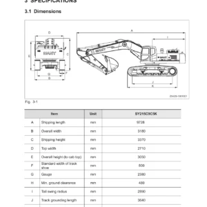 Sany SY215C9C5KL SY225C9C5KL Crawler Hydraulic Excavator Shop Manual