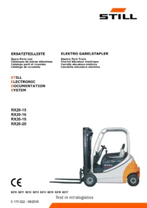 Still RX20-15 RX20-16 RX20-18 RX20-20 Electric Forklift Spare Parts Catalogue 2012 - PDF
