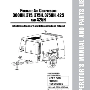Sullair 300HH 375 375H 375HH 425 425H Operator Manual & Parts List 02250169-727 PDF