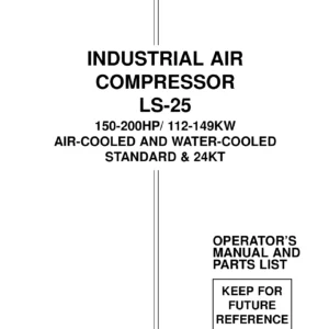 Sullair LS-25 150-200HP Rotary Screw Compressor Operator Manual & Parts List PDF