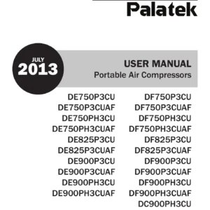 Sullivan-Palatek DE750 DF750 DF825 DF900 DC900 Portable Air Compressor User Manual 2013 PDF