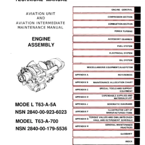 T63-A-5A / T63-A-700 Turboshaft Engine Aviation Unit and Intermediate Maintenance Manual (TM 55-2840-231-23)