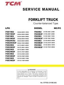 TCM FGE15-35E2 & FD20-35E2 Series Forklift Service Manual - STFEE-CH18E-202 PDF