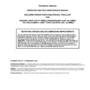 TM 1-1740-213-13&P Aviation Light Utility Mobile Maintenance Cart (ALUMMC) Operator and Field Maintenance Manual