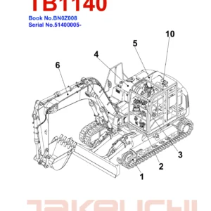 Takeuchi TB1140 Parts Catalog BN0Z008 - Serial 51400005 Up - PDF