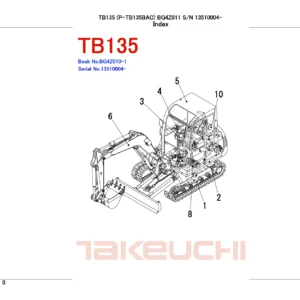 Takeuchi TB135 Parts Manual BG4Z011 - PDF Download