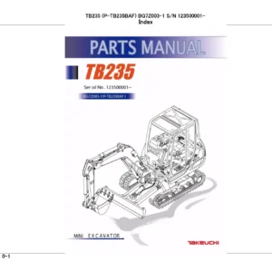 Takeuchi TB235 Mini Excavator Parts Manual BG7Z003-1 - PDF Download
