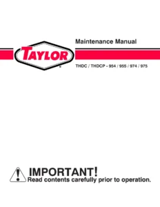 Taylor THDC THDCP 954 955 974 975 Maintenance Manual 2007
