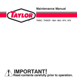 Taylor THDC THDCP 954 955 974 975 Maintenance Manual 2007