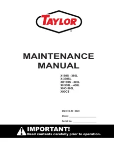Taylor X / XB / XH / XHO 180S-400L & X90CS Forklift Maintenance Manual - MM-016-19 (2020) PDF Download
