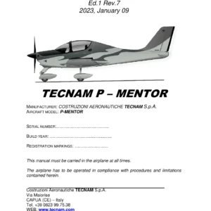 Tecnam P-Mentor Aircraft Flight Manual Ed.1 Rev.7 2023 - PDF Download