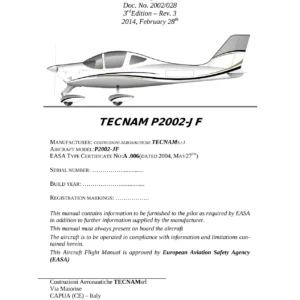 Tecnam P2002-JF Aircraft Flight Manual - EASA Approved AFM 3rd Edition Rev. 3