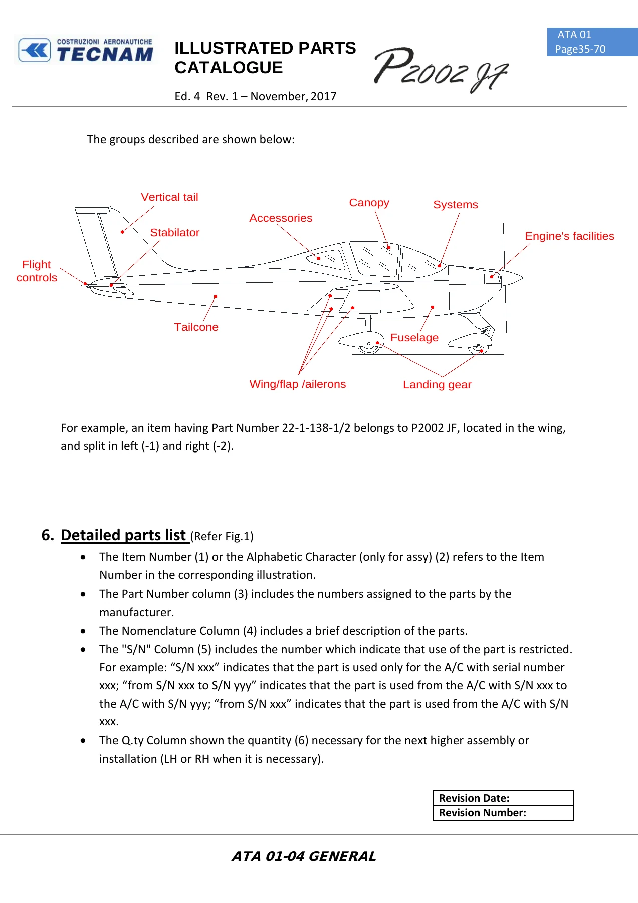 Tecnam P2002 JF Illustrated Parts Catalogue 2017 Edition 4 Rev 1 PDF - Image 2