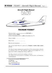 Tecnam P2006T Aircraft Flight Manual 2006/044 - EASA Approved AFM PDF