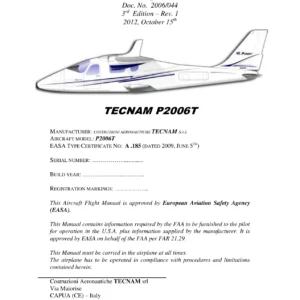 Tecnam P2006T Aircraft Flight Manual 2006/044 - EASA Approved AFM PDF