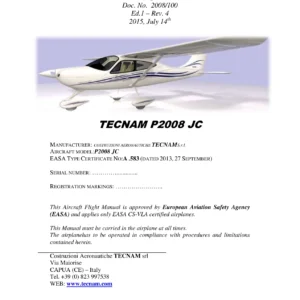 Tecnam P2008 JC Aircraft Flight Manual (Doc. 2008/100) - 2015 Edition