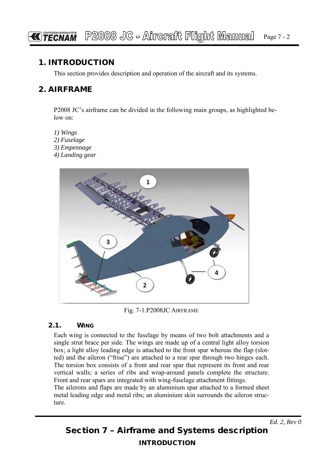 Tecnam P2008 JC Aircraft Flight Manual - EASA CS-VLA AFM (Doc 2008/100 Ed 2 Rev 13) - Image 3