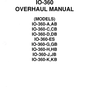 Teledyne Continental IO-360 Series Overhaul Manual X30594A - TCM Aircraft Engine PDF