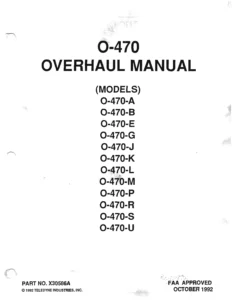 Teledyne Continental O-470 Series Aircraft Engine Overhaul Manual X30586A PDF
