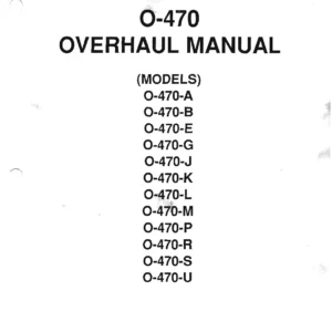 Teledyne Continental O-470 Series Aircraft Engine Overhaul Manual X30586A PDF