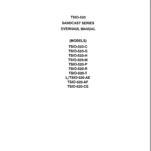 Teledyne Continental TSIO-520 Sandcast Series Engine Overhaul Manual - All Models PDF