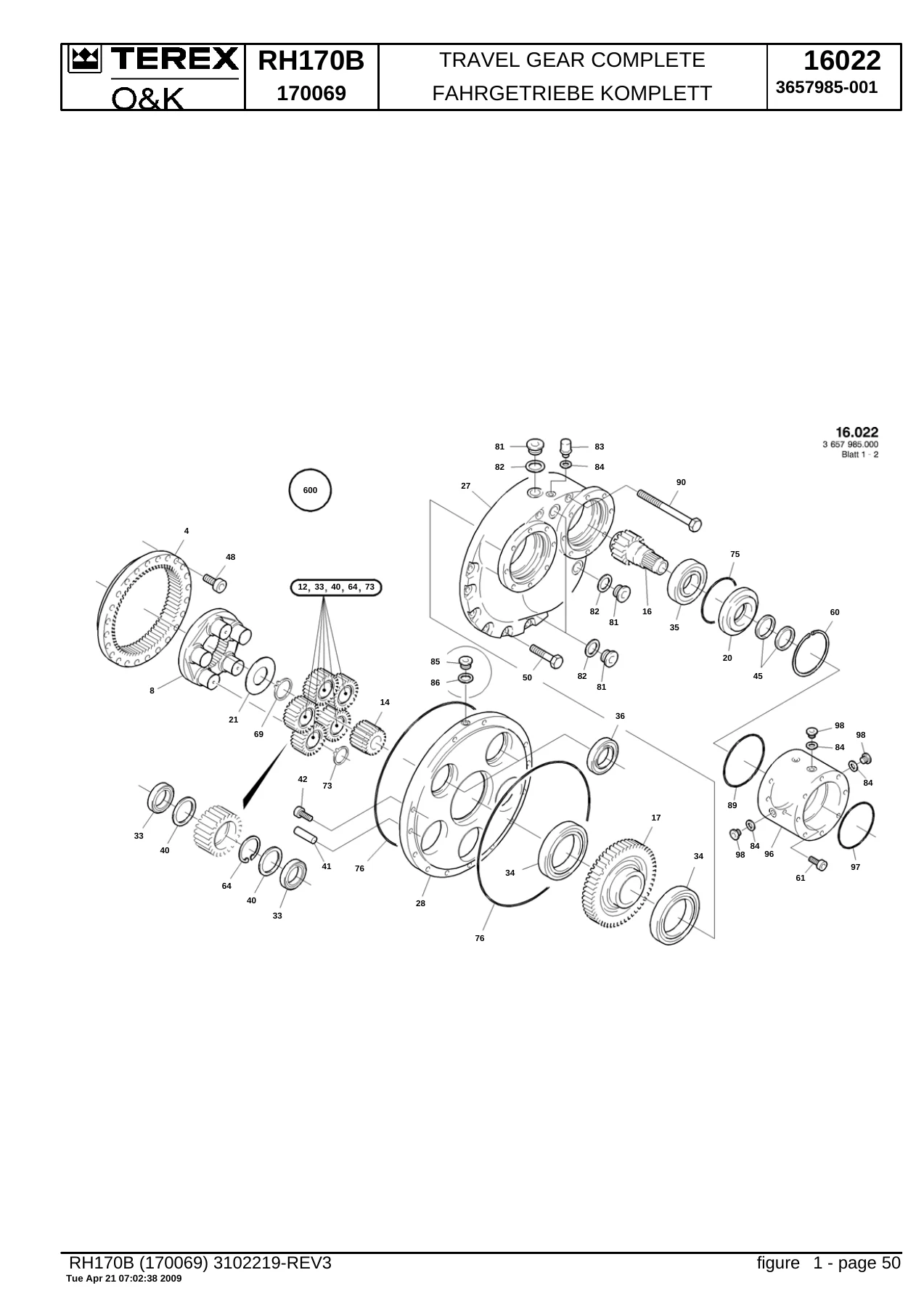 Terex O&K RH170B Hydraulic Excavator Parts Catalog 170069 - PDF Parts Manual - Image 3