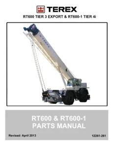 Terex RT600 and RT600-1 Rough Terrain Crane Parts Manual 12261-261