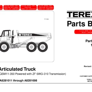 Terex TA30 Articulated Truck Parts Book 15500253 - 2006 PDF Download