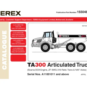 Terex TA300 Articulated Truck Illustrated Parts Manual 15504855 - A11001011 & Up