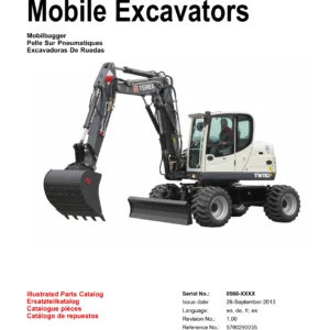 Terex TW110 Mobile Excavator Illustrated Parts Catalog 5780290035 - 2013 Edition