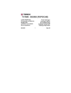 Terex TX760B 802/803 ROPS/CAB Loader Backhoe Parts Catalogue - Dec 2005 PDF
