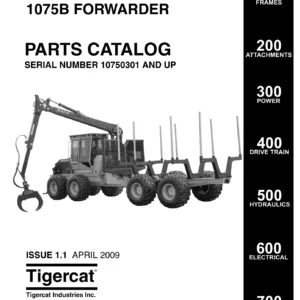 Tigercat 1075B Forwarder Parts Catalog 2009 - Serial 10750301 & Up PDF