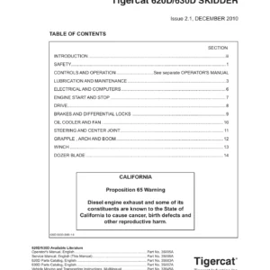 Tigercat 620D 630D Skidder Service Manual - 2010 PDF Workshop Repair Guide